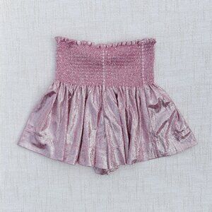 QUEEN OF SPARKLES Women's Glitter High Waist Flutter Shorts PINK Size XS